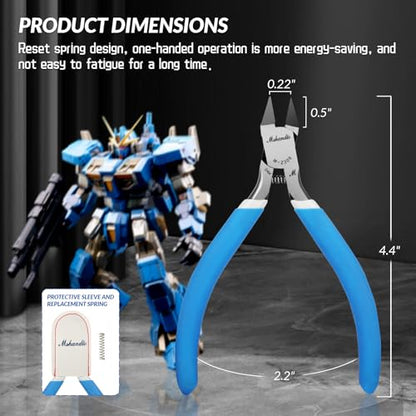 Model Nippers, mshandto 4.4" Thin Single Blade Sprue Cutter Hobby Nippers, Gundam Model Tools for Cutting Thin Plastic, Beginner Trimming, Picking Up Pieces, with Protective Cover & Replacement Spring - style: Classic (Blue)