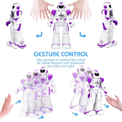 KingsDragon Robots Toy for Kids, RC Robot Gesture Sensing Smart Toy - color: Purple