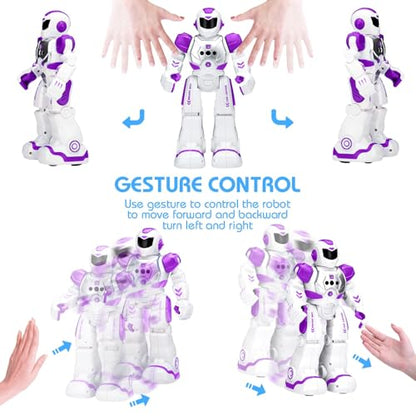 KingsDragon Robots Toy for Kids, RC Robot Gesture Sensing Smart Toy - color: Purple
