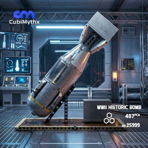 WWII Little Boy Bomb MOC Building Blocks Display Model Kit with Internal Mechanical Structure and Display Stand (407PCS) - style: Bomb 1