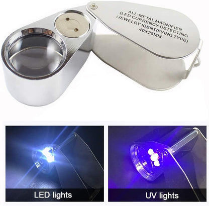 High Accuracy Professional Diamond Tester Pen, Jewelry Diamond Tester with 60X Mini LED Magnifying&40X Full Metal Illuminated Jewelry Loop Magnifier,Diamond Selector for Novice and Expert