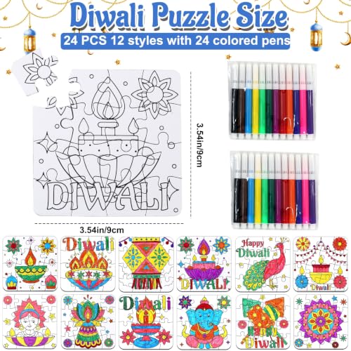 Diwali Crafts & Party Favors for Kids Bulk, Rangoli Activity DIY Art Puzzle - color: Diwali Colorful