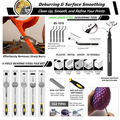 60pcs 3D Printer Tools Kit for Precision Printer Care, Model Post-Processing & Finishing incl. Premium Screwdriver Set, 3D Printer Accessories, Compatible with Bambu Lab, Ender 3, All FDM/SLA Printers - style: Daily Project Kit