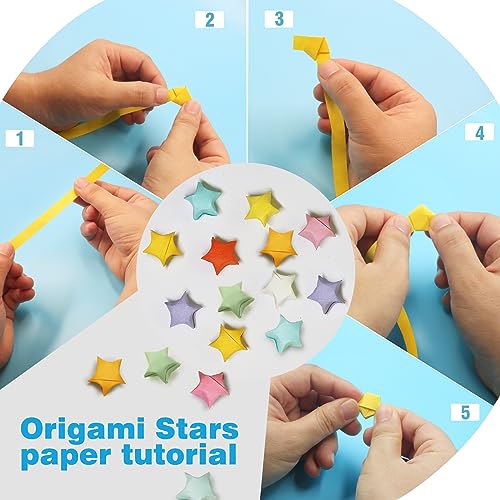 FoDau770 Solid Color Star Paper Strips - 1080 Sheet, 10 Colors - color: Solid Warm Multicolor