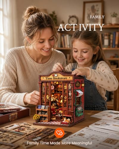 Book Nook Kit DIY Miniature House Kit for Adults, Timeless Library Mini Dollhouse with Furniture & LED Lights, 3D Wooden Puzzle Bookshelf Insert Decor, Creative Gift for Teens, Family & Friends - style: Timeless Library