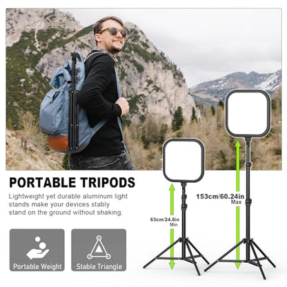 2Pack LED Video Light Kit, Hagibis 15W Photography Lighting Kit, 78" Dimmable Studio Lights with Tripod, 2500-8500K Stream Light for Video Recording, Game Streaming, Photography, Tiktok, YouTube