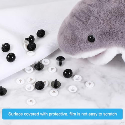 PATIKIL 24mm Safety Eyes, 20 Pcs Plastic Craft Protective Film Safety Eye with Washers for Stuffed Animals Crochet Toys Dolls DIY Craft Making, Black - size: 24mm