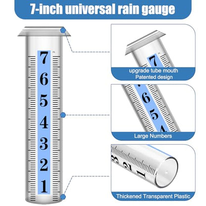 Accurate Rain Gauge Outdoor,7" Rain Gauges Outdoors Best Rated with Stainless Steel Rack Holder, Thickened Plastic Large Precise rain Measure Guage for Yard Fence Garden Lawn - color: Large Font Rain Gauge 2