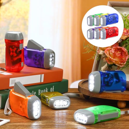 Treela 36 Hand Crank Flashlights,Red, Blue, Purple, Orange, Yellow, Green - color: Red, Blue, Purple, Orange, Yellow, Green