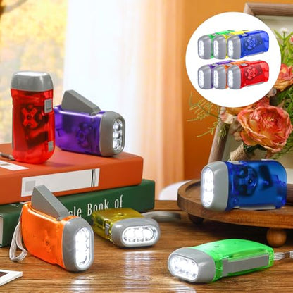 Treela 36 Hand Crank Flashlights,Red, Blue, Purple, Orange, Yellow, Green - color: Red, Blue, Purple, Orange, Yellow, Green