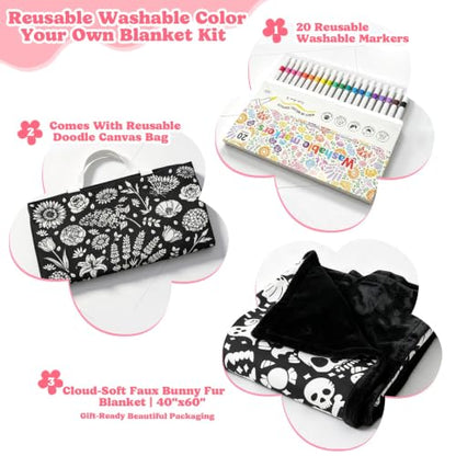 ROYAMOON Halloween Boo Washable Coloring Blanket Kit for Kids & Adults - color: Halloween