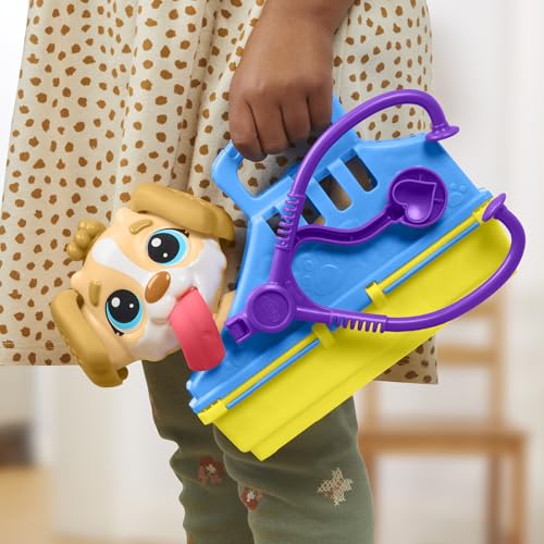 Play-Doh Care 'n Carry Vet Playset for Kids 3 Years and Up with Toy Dog, Storage, 10 Tools, and 5 Modeling Compound Colors, Non-Toxic
