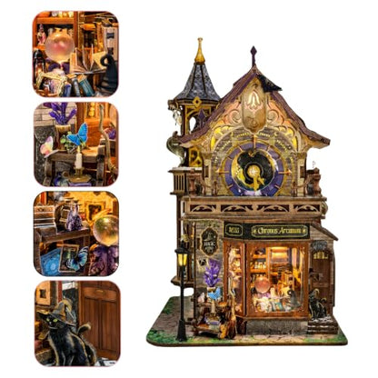 nooktales Magic Clock Tower Book Nook Kit | 365-piece DIY with LED Light