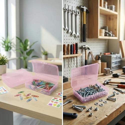 LJY 12 Pink Rectangular Plastic Boxes, 4.5 x 3.3 x 1.1 in for Samples - color: Pink, size: 4.5 x 3.3 x 1.1 inch