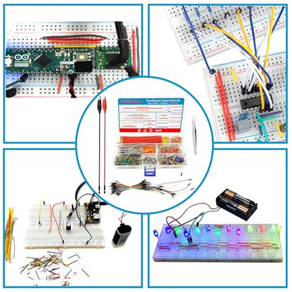 560 Pieces Jumper Wire Kit 14 Lengths Assorted Preformed Breadboard Jumper Wire+65 pcs Solderless Flexible Breadboard Jumper Wires +Alligator Clip Test Leads with Free Box&Tweezers - size: 560pcs+65pcs+2pcs Alligator