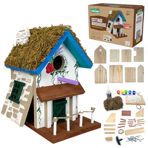 Cottage Birdhouse Kit - Easy DIY Wooden Bird House for Outdoors