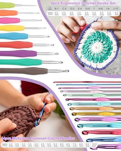 Aeelike Crochet Kit for Beginners Adults Kids, Complete Crochet Set, Purple - color: Purple