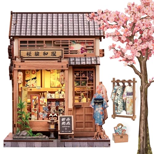 Cutefun Book Nook Kit - DIY Miniature Dollhouse Kit for Adults and Teens - color: Sakura Kimono Shop