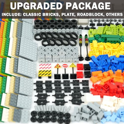 MALEKO Compatible Building Bricks, Wheels and Axles Sets with Baseplates - color: 600pcs