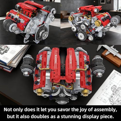 V8 Engine Building Kit that Works for Adults,3168PCS