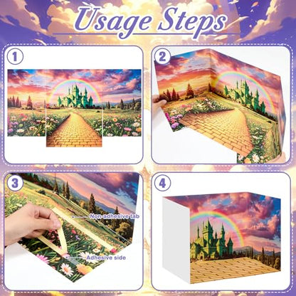 AmazingSpark 2 Set Green Castle Diorama Box and Yellow Brick Decor, Diorama Project Supplies Set, Cardboard Display Case Kit & Sticker with Double Sided Tapes for DIY Crafts - style: Green Castle