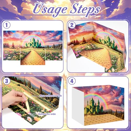 AmazingSpark 2 Set Green Castle Diorama Box and Yellow Brick Decor, Diorama Project Supplies Set, Cardboard Display Case Kit & Sticker with Double Sided Tapes for DIY Crafts - style: Green Castle