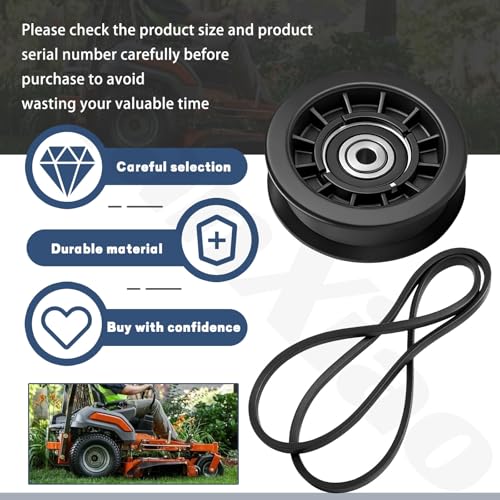 539110311 Idler Pulley Kit & 539110411 Drive Belt Compatible with Husqvarna Z254F Z200 Z4824 925ZX RZ4623 CZ3815 CZ4217 Lawn Mowers 12400 14259 607163