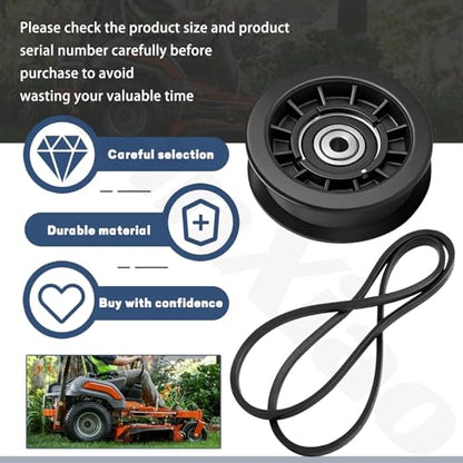 539110311 Idler Pulley Kit & 539110411 Drive Belt Compatible with Husqvarna Z254F Z200 Z4824 925ZX RZ4623 CZ3815 CZ4217 Lawn Mowers 12400 14259 607163