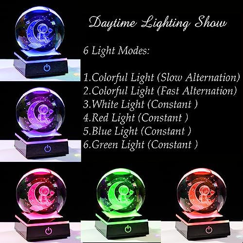 3d Astronaut Moon Crystal Ball Planets Space Decor Astronomy Science Gift - style: Astronaut