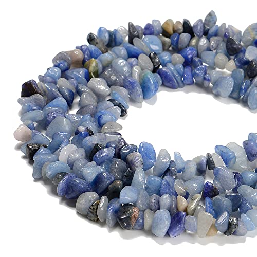 5-8mm Natural Blue Aventurine Gemstone Chips Healing Gravel Bracelets Necklace Kit Irregular Tumble Stone Beads DIY Crafts Design Jewelry Making 32" - color: Blue Aventurine