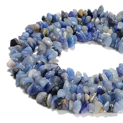 5-8mm Natural Blue Aventurine Gemstone Chips Healing Gravel Bracelets Necklace Kit Irregular Tumble Stone Beads DIY Crafts Design Jewelry Making 32" - color: Blue Aventurine
