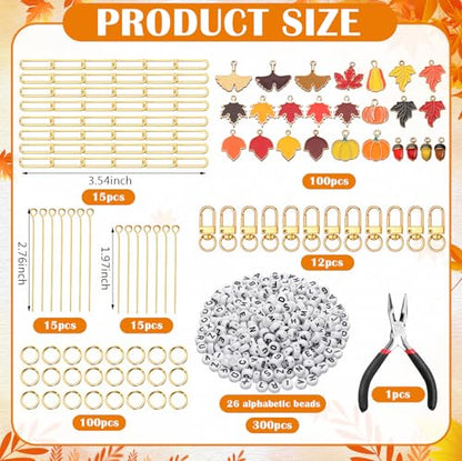 CraftyDream 558 Pcs Fall Charm Keychain Making Kit DIY Craft Gift - style: Fall