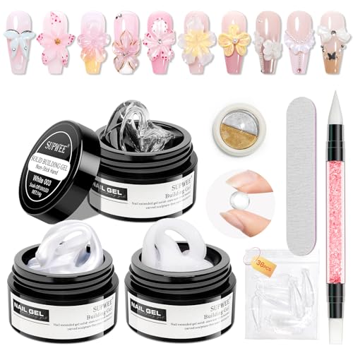 3D Sculpting Gel for Nail Art 3d Gel Nail Art Non Stick Hand - color: Clear, White, Pink, Pearl White