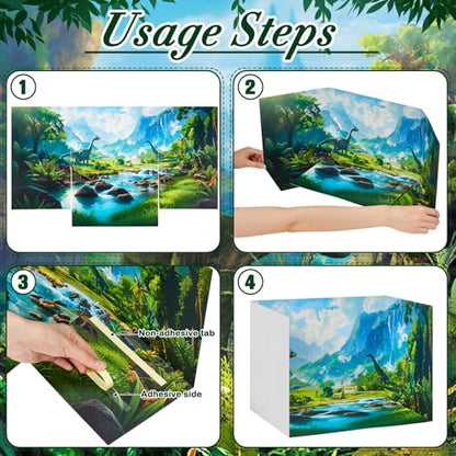 AmazingSpark 2 Set Dinosaur Diorama Box and Fake Grass Decor, Dinosaur Habitat Diorama Project Supplies Set, Cardboard Display Case Kit & Artificial Grass with Double Sided Tapes for DIY Crafts - style: Dinosaur