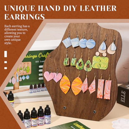 Leather Crafting Kit Leather Earrings Making Kit with Step-by-Step Tutorial - color: Color 2, Earrings