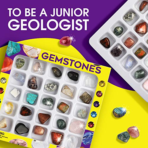 Piano Potato Rocks Collection 25PCS Rock and Mineral, STEM Geology Toy 6-12 - style: Gems