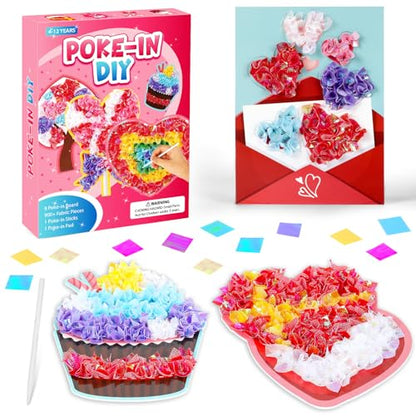Lonfliness 8 Pcs Valentine Poke in Craft Kits for Kids Mess Free DIY Art - style: Valentines