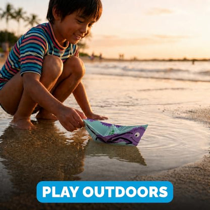 WOYS Floating Origami Boats | Insects Set | Waterproof Reusable Paper | Screen-Free DIY Arts & Crafts Activity & Gift | 5 Sheets | Bath, Pool & Indoor Play - color: INSECTS