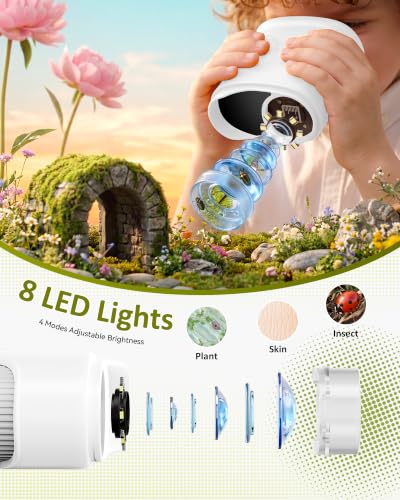 1000X Handheld Digital Microscope for Kids: Pocket Microscope for Stem Toy - color: White