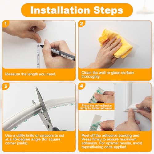 Peel and Stick Wall Molding Kit, 16.4FT x 0.91" EVA Flexible Trim for Interior Wall Decoration, Self-Adhesive Crown Molding for Wainscoting Panels and Paintable Peel and Stick Crown Trim - size: 16.4FT x 0.9'' W