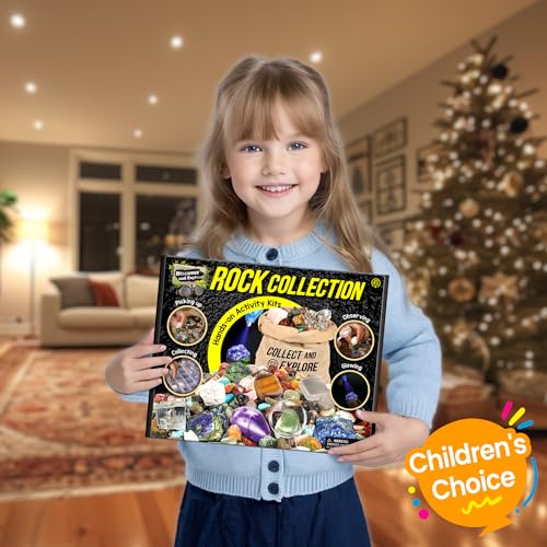 EDUMAN Rock Collection for Kids, 12 Specimens Box + 700g Real Crystals & Minerals STEM Gemstone Kit for Kids with Rock Identifier & Magnifier, Educational Geology Gift for Boys Girls Ages 6-12