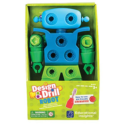 Educational Insights Design & Drill Robot - Construction Toys & Tools for Kids, Robot Toy Building Sets, Kids' Tool Set with Working Screwdriver, Take Apart STEM Set, Gifts for Boys & Girls Ages 3+ - color: Multi