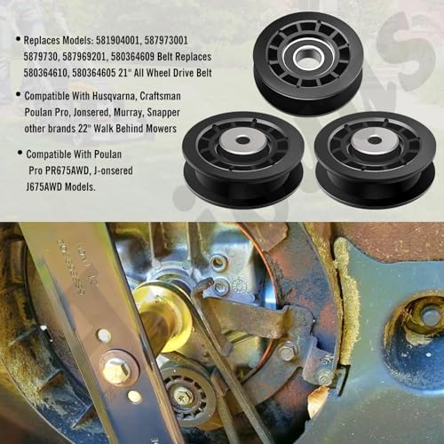 587973001/587969201 Pulleys Kit for Husqvarna Craftsman Poulan Pro Mowers - style: Pulleys Belt Kit