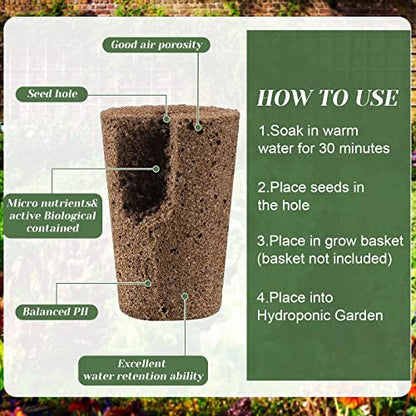 Jutom 60 Pieces Hydroponic Seed Grow Sponges Pod Kit for Indoor Outdoor Use