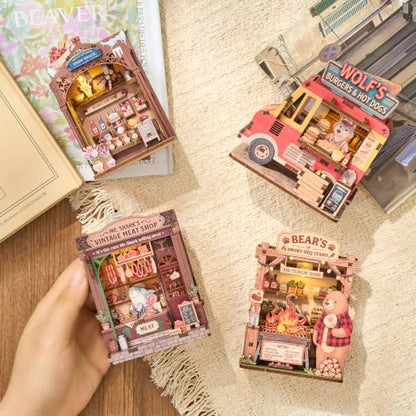 3D Puzzle Fridge Magnet,Decorative Refrigerator Magnet with LED Light - size: Wolf's Burger Shop