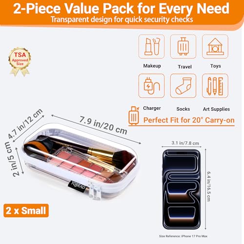 YQBRAO 2-Piece Small Clear Hard Shell Zipper Case Set, White - color: White, size: SS