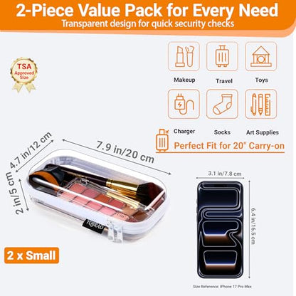 YQBRAO 2-Piece Small Clear Hard Shell Zipper Case Set, White - color: White, size: SS