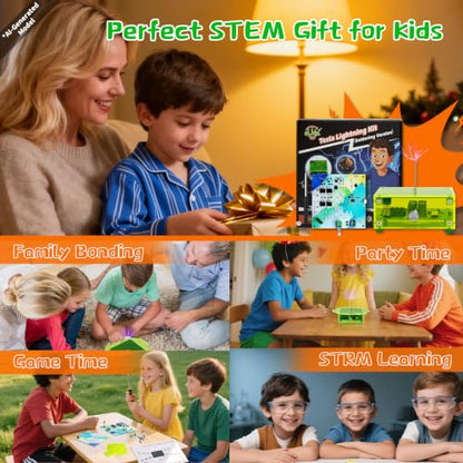 eUda+ STEM Tesla Lightning Kit For Kids&Adults Science Kits For Kids Age 12-14 Stem Kits For Kids Age 14-16 Electronic Science Kits Soldering Practice Kit For Beginners 12+(Soldering Version, RFG PRO) - size: Rectangular-Fluorescent Green (RFG PRO)