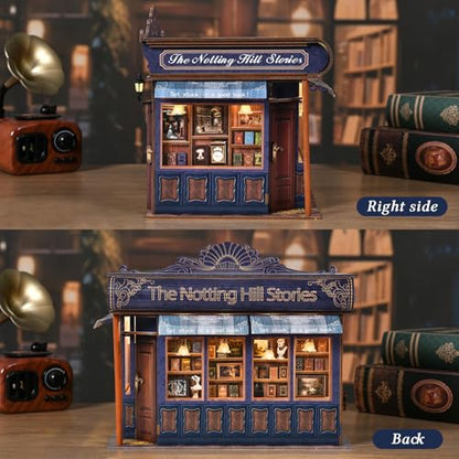 TOYQI Book Nook Kit, DIY Miniature Dollhouse Kit for Adults and Teens - color: Notting Hill Stories