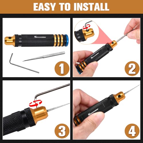 SPEEDWOX Model Scriber Chisel Model Scriber Cutting Tool 7-In-1 Scriberes Kit with 7 Blades (0.1/0.2/0.4/0.6/0.8/1.0/2.0mm) Tungsten steel Blades for Modeling Hobby, Car and Airplane Kits, Bonsai